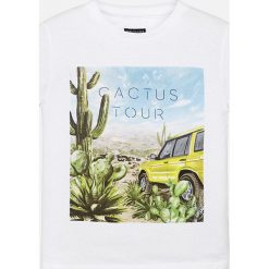 Mayoral - T-shirt dziecięcy 128-172 cm. Szare t-shirty chłopięce marki Mayoral, z nadrukiem, z bawełny, z okrągłym kołnierzem. Za 64,90 zł.