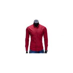KOSZULA MĘSKA ELEGANCKA Z DŁUGIM RĘKAWEM K219 - BORDOWA. Czerwone koszule męskie na spinki Ombre Clothing, m, z bawełny, z klasycznym kołnierzykiem, z długim rękawem. Za 49,00 zł.