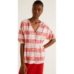 Mango - Bluzka Gran. Czerwone bluzki damskie Mango, s, bez wzorów, z bawełny, casualowe, bez kołnierzyka, z krótkim rękawem. W wyprzedaży za 59,90 zł.