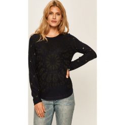 Desigual - Sweter. Niebieskie swetry damskie Desigual, s, bez wzorów, z poliesteru, z długim rękawem, długie, bez kaptura. Za 349,90 zł.