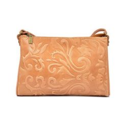 Torebki klasyczne damskie: Skórzana torebka w kolorze jasnobrązowym – (S)24 x (W)18 x (G)2 cm