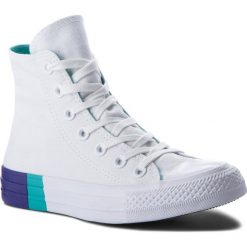 Trampki CONVERSE - Ctas Hi 159519C White/Enamel Aqua/Court Purple. Białe półbuty damskie Converse, bez wzorów, z gumy, sportowe, bez zapięcia. W wyprzedaży za 219,00 zł.