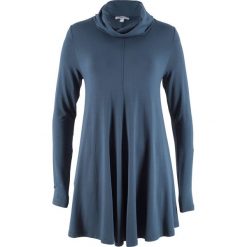 Shirt z golfem, długi rękaw bonprix indygo. Niebieskie bluzki damskie bonprix, bez wzorów, z golfem, z długim rękawem. Za 49,99 zł.