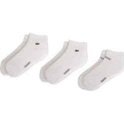 Zestaw 2 par wysokich skarpet unisex LACOSTE - RA1690 White 001. Białe skarpetki damskie marki Lacoste, bez wzorów, z elastanu. Za 49,00 zł.