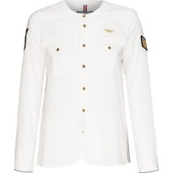 Koszula AERONAUTICA MILITARE Biały. Białe koszule damskie marki Aeronautica Militare, z aplikacjami, militarne, ze stójką, bez rękawów. Za 600,00 zł.