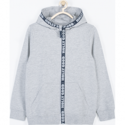 Bluza. Szare bluzy chłopięce z kapturem marki BASIC BOY, z długim rękawem, długie. Za 69,90 zł.