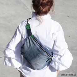 Nerka -saszetka dżinsowa. Pomarańczowe saszetki damskie marki Pakamera, w paski. Za 150,00 zł.