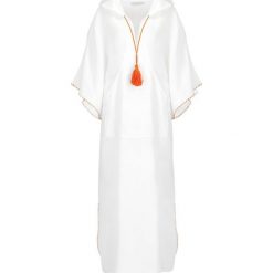 Sukienka letnia Tory Burch 57115. Białe sukienki damskie Tory Burch, na lato, xs, bez wzorów, ze lnu, bez kołnierzyka, bez rękawów. W wyprzedaży za 859,00 zł.