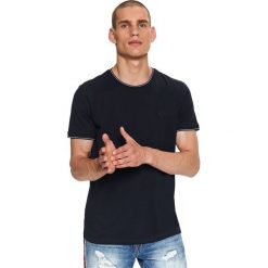 T-shirt gładki dopasowany. Niebieskie t-shirty męskie na zimę, xl, klasyczne, krótkie. W wyprzedaży za 19,99 zł.