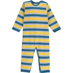 Rampers w kolorze morskim ze wzorem. Niebieskie śpiochy niemowlęce lamino, w paski, z materiału. W wyprzedaży za 48,95 zł.