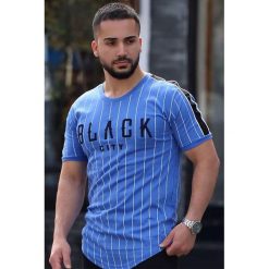 Bluzka męska ROGER BLUE. Niebieskie t-shirty męskie s, w paski, krótkie. W wyprzedaży za 49,00 zł.