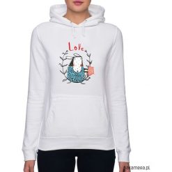 Bluza damska z owieczką. Szare bluzy rozpinane damskie Pakamera, z nadrukiem, z kapturem. Za 119,00 zł.