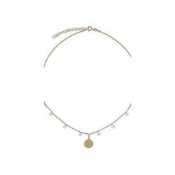 Srebrny pozłacany naszyjnik choker z kołem i cyrkoniami. Żółte naszyjniki damskie Atdiament, z cyrkonią, srebrne. Za 109,00 zł.