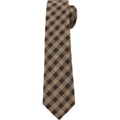 Brązowo-Beżowy Elegancki Krawat w Kratkę -ALTIES- 6 cm, Męski KRALTS0243. Pomarańczowe krawaty męskie Alties, w kratkę, z tkaniny, eleganckie. Za 39,00 zł.