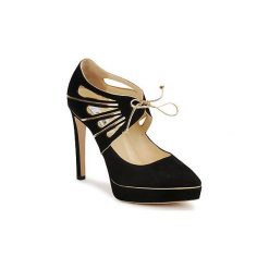 Czółenka Moschino MA1004. Czarne czółenka damskie marki MOSCHINO, bez wzorów, bez obcasa. Za 2335,20 zł.