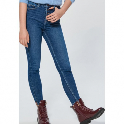 Jeansy High Waist - Niebieski. Niebieskie spodnie z wysokim stanem Cropp, z jeansu. Za 119,99 zł.