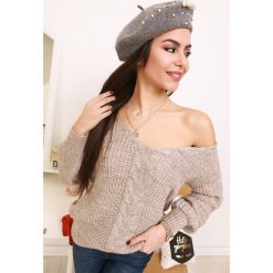 Sweter DALOISA BEIGE. Brązowe kardigany damskie uniwersalny. W wyprzedaży za 49,00 zł.