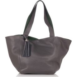 Torebki klasyczne damskie: Skórzana torebka w kolorze zielono-szarym – (S)46 x (W)48 x (G)19 cm
