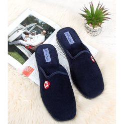 Kapcie męskie Natural Style NS-401 Granatowe. Niebieskie kapcie męskie NATURAL STYLE, z bawełny. Za 33,00 zł.