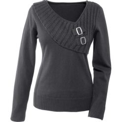 Sweter bonprix ciemnoszary. Szare swetry klasyczne damskie bonprix, z dzianiny. Za 89,99 zł.
