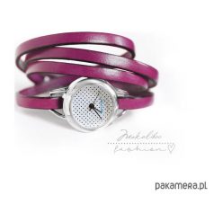 Zegarki damskie: Prezent – Zegarek – Dots amarant + pudełko