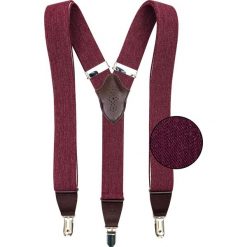 Bordowe szelki z brązowymi ażurowymi skórkami SZ98. Czerwone szelki męskie Modini Moda Męska. W wyprzedaży za 99,00 zł.