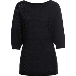 Sweter ażurowy bonprix czarny. Czarne swetry damskie bonprix, bez wzorów, bez rękawów, bez kaptura. Za 89,99 zł.