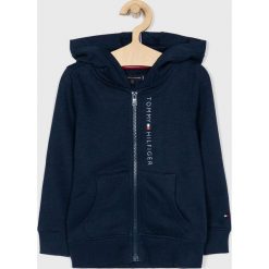Tommy Hilfiger - Bluza dziecięca 104-176 cm. Niebieskie bluzy chłopięce TOMMY HILFIGER, z nadrukiem, z elastanu, bez rękawów, z kapturem. W wyprzedaży za 159,90 zł.