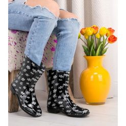 Kalosze damskie Lano ANX-01 Black 1 Flower. Czarne kalosze damskie Lano, bez wzorów, z materiału. Za 49,00 zł.