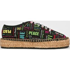 Love Moschino - Espadryle. Czarne espadryle damskie Love Moschino, bez wzorów, z gumy, bez obcasa, na obcasie. W wyprzedaży za 479,90 zł.