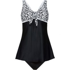 Tankini z dłuższym topem (2 części) bonprix czarno-biały. Czarne stroje kąpielowe damskie bonprix, z nadrukiem. Za 109,99 zł.