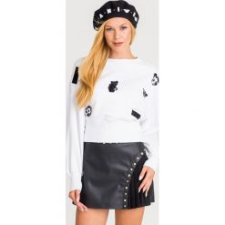 BLUZA Armani Exchange. Białe bluzy damskie z aplikacjami, z bawełny. Za 819,00 zł.
