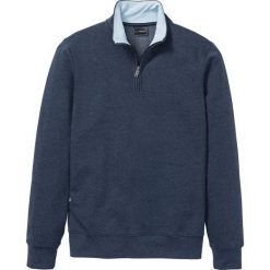 Bluza ze stójką i zamkiem bonprix ciemnoniebieski melanż. Niebieskie bluzy męskie bonprix, s, bez wzorów, ze stójką, bez rękawów, bez kaptura. Za 74,99 zł.