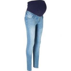 Dżinsy ciążowe SKINNY bonprix niebieski "bleached used". Niebieskie jeansy damskie bonprix, moda ciążowa. Za 129,99 zł.
