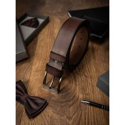 Pasek męski skórzany Buffalo Wild brązowy - Brąz. Pomarańczowe paski męskie BUFFALO WILD, w paski, ze skóry, eleganckie. Za 39,99 zł.