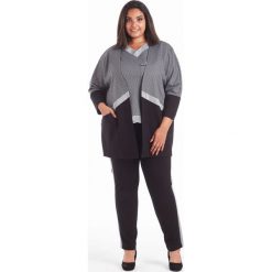 Fantazyjny kardigan Inez pepitka PLUS SIZE JESIEŃ. Szare swetry damskie Moda Size Plus Iwanek, na jesień, xl, bez wzorów, z bawełny, eleganckie, bez rękawów, bez kaptura. Za 129,00 zł.