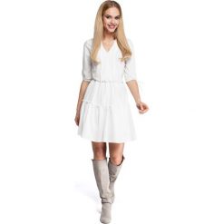 CAMILLE Gładka sukienka w stylu boho - ecru. Szare sukienki damskie marki Moe, na imprezę, s, bez wzorów, z tkaniny, boho, bez kołnierzyka, bez rękawów. Za 169,00 zł.