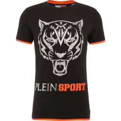 Plein Sport ROUND NECK FAST Tshirt z nadrukiem black/orange. Czarne koszulki polo męskie Plein Sport, xl, z nadrukiem, z elastanu. W wyprzedaży za 557,40 zł.