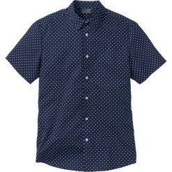 Koszula z krótkim rękawem i nadrukiem Slim Fit bonprix ciemnoniebieski z nadrukiem. Niebieskie koszule męskie bonprix, xl, z nadrukiem, bez kołnierzyka, z krótkim rękawem. Za 74,99 zł.