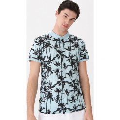 Koszulka polo w palmy - Zielony. Zielone koszulki męskie House, s, bez wzorów, bez rękawów. Za 59,99 zł.