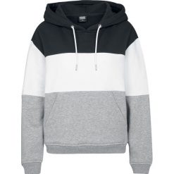 Bluzy damskie: Urban Classics Ladies Oversize 3-Tone Hoody Bluza z kapturem damska czarny/szary/biały