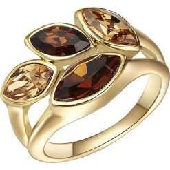 Pozłacany pierścionek z kryształami Swarovski. Żółte pierścionki damskie Highstreet Jewels, Runway & Co., z kryształem, złote. W wyprzedaży za 89,95 zł.