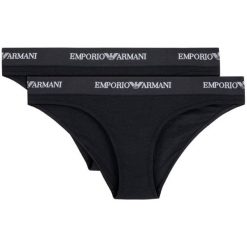 Komplet 2 par fig klasycznych Emporio Armani Underwear 163334 CC317 07320. Czarne figi damskie Emporio Armani Underwear, s, bez wzorów, z elastanu. W wyprzedaży za 109,00 zł.