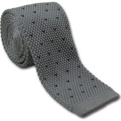 Stylowy, Dziergany Krawat Męski Knit - Drobny Wzorek - 5,5 cm - Alties, Popiel KRALTS0117. Szare krawaty męskie Alties, w paski, z jeansu, eleganckie. Za 44,00 zł.