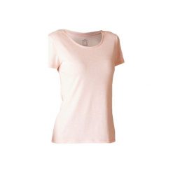 Koszulka krótki rękaw Gym & Pilates regular 500 damska. Różowe koszulki damskie marki DOMYOS, xl, bez wzorów, z elastanu, bez kołnierzyka. Za 24,99 zł.