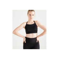 Stanik fitness cardio 120. Czarne buty sportowe damskie DOMYOS, s, w koronkowe wzory, z elastanu, na fitness i siłownię. Za 49,99 zł.