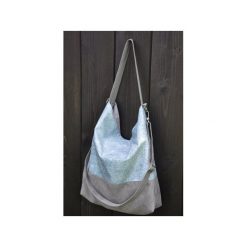 TORBA HOBO XXL - A'LA JEANS (TKANINA DRUKOWANA). Torebki klasyczne damskie Pracownia 166, w paski, z jeansu, bez dodatków. Za 148,57 zł.
