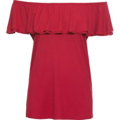 Bluzka shirtowa bonprix ciemnoczerwony. Czerwone koszulki damskie bonprix, bez wzorów, bez kołnierzyka, bez rękawów. Za 44,99 zł.