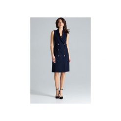 Sukienka L044 Granat. Niebieskie sukienki damskie Lenitif, xl, bez wzorów, eleganckie, bez kołnierzyka, bez rękawów, midi, rozkloszowane. Za 239,00 zł.