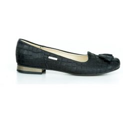 Baleriny z frędzlem - skóra naturalna - model 009 - kolor czarny krokodyl. Czarne baleriny damskie Zapato, bez wzorów, ze skóry, eleganckie, na niskim obcasie, na obcasie. W wyprzedaży za 209,30 zł.